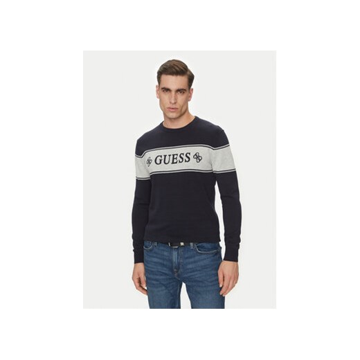 Guess Sweter M5GR05 Z3MI1 Granatowy Regular Fit ze sklepu MODIVO w kategorii Swetry męskie - zdjęcie 179156060