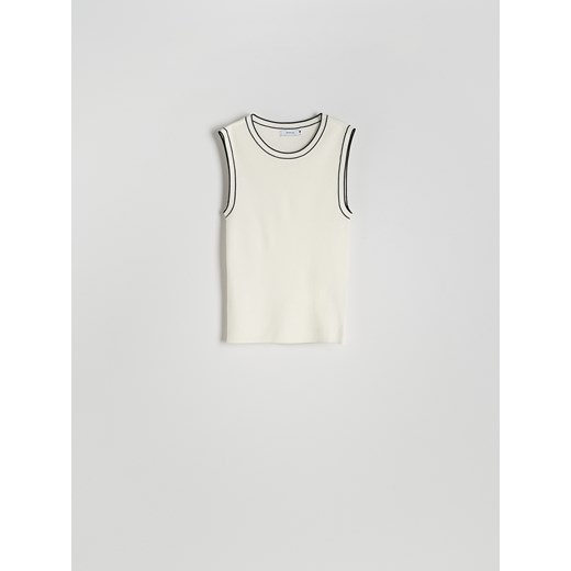 Reserved - Gładki top z wiskozą - złamana biel Reserved L Reserved