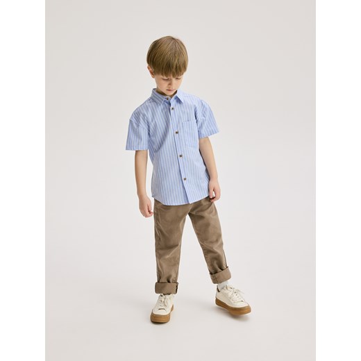 Reserved - Bawełniana koszula z krótkim rękawem - niebieski Reserved 134 (8 lat) Reserved