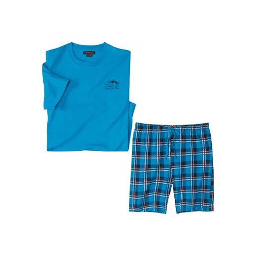 Piżama w kratę z szortami Blue Lake ze sklepu Atlas For Men w kategorii Piżamy męskie - zdjęcie 179162270