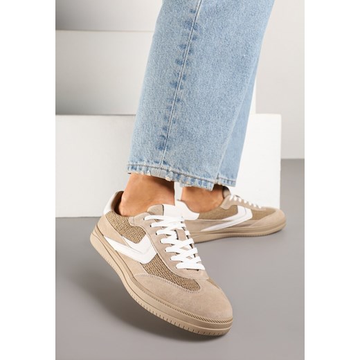Brązowe Sneakersy ze Skóry Naturalnej w Stylu Kultowych Tenisówek Faloretia ze sklepu renee.pl w kategorii Buty sportowe damskie - zdjęcie 179162372
