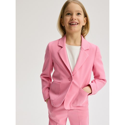 Reserved - Marynarka z wiskozą - różowy ze sklepu Reserved w kategorii Marynarki dziewczęce - zdjęcie 179162621