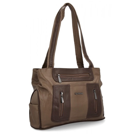 Torebka Damska Shopper Bag firmy Hernan 3892-1 Ziemista/Czekolada Hernan One Size PaniTorbalska