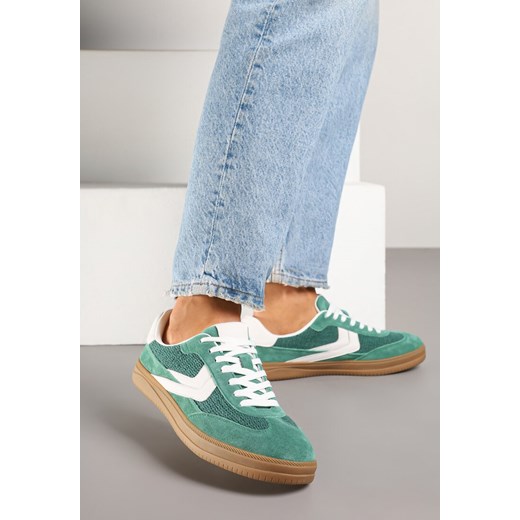 Zielone Sneakersy ze Skóry Naturalnej w Stylu Kultowych Tenisówek Faloretia ze sklepu renee.pl w kategorii Buty sportowe damskie - zdjęcie 179164650