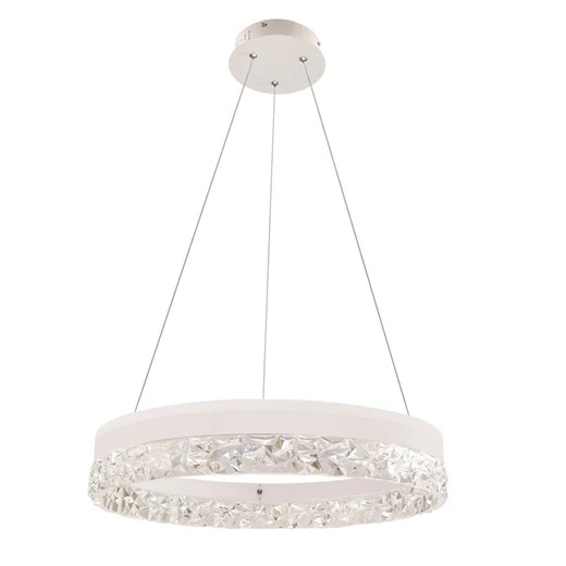 Kryształowa biała lampa wisząca w stylu glamour - M099 W9-P66 ze sklepu Edinos.pl w kategorii Lampy wiszące - zdjęcie 179165444