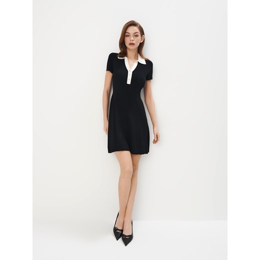 Mohito - Czarna sukienka mini z kołnierzykiem polo - czarny ze sklepu Mohito w kategorii Sukienki - zdjęcie 179165751