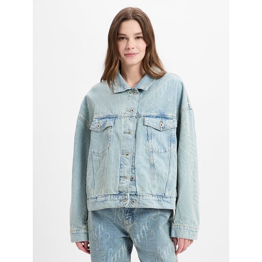 HUGO BLUE Męska kurtka dżinsowa - Lou_B Mężczyźni Bawełna bielony wzorzysty Hugo Blue L okazja vangraaf