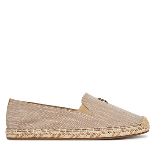 Espadryle damskie beżowe Tommy Hilfiger casualowe z tkaniny na płaskiej podeszwie 