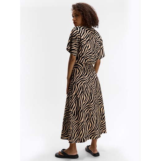 Spódnica Gate beżowa casualowa w paski midi 