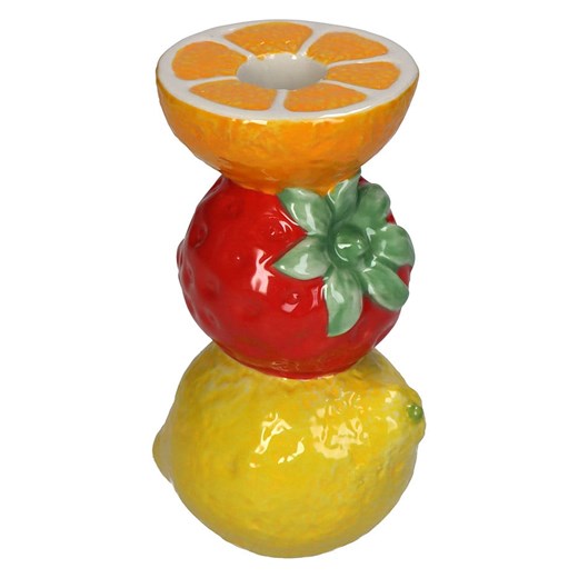 Kersten Świecznik &quot;Fruits&quot; w kolorze czerwono-żółtym ze wzorem - wys. 14 x Ø 9 cm ze sklepu Limango Polska w kategorii Świeczniki - zdjęcie 179171750
