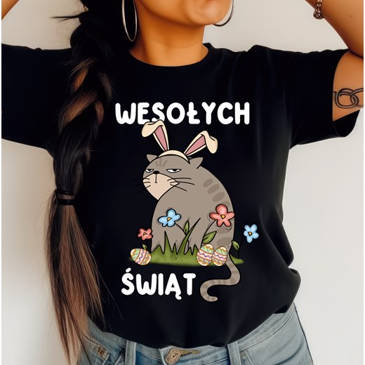 Koszulka na Wielkanoc - wesołych świąt z śmiesznym zajączkiem ze sklepu Time For Fashion w kategorii Bluzki damskie - zdjęcie 179173900
