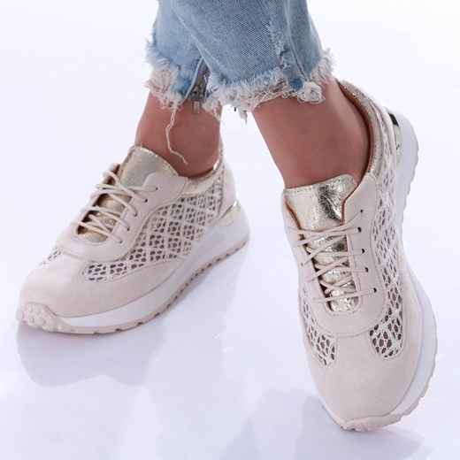 Ażurowe beżowe buty sportowe Seastar /A9-2 17350 S587/ ze sklepu Pantofelek24.pl w kategorii Buty sportowe damskie - zdjęcie 179174340
