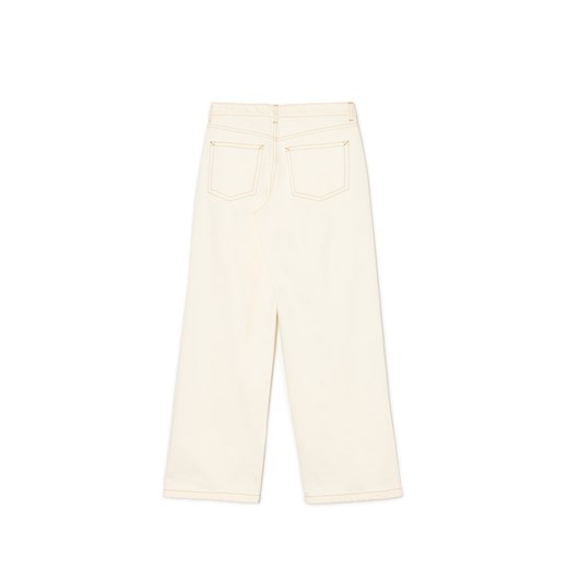 Cropp - Kremowe jeansy baggy low waist w stylu vintage - kremowy Cropp 40 Cropp
