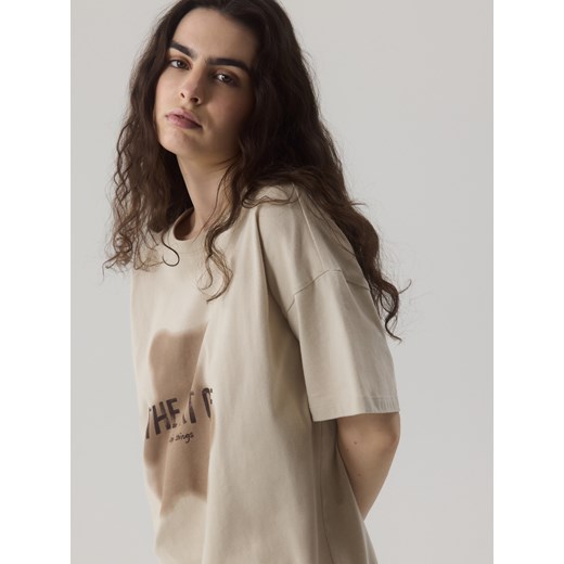 Reserved - Koszula nocna z nadrukiem - kremowy Reserved XL Reserved