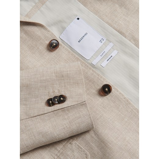 Reserved - Marynarka regular fit z lnem - beżowy Reserved 52 Reserved