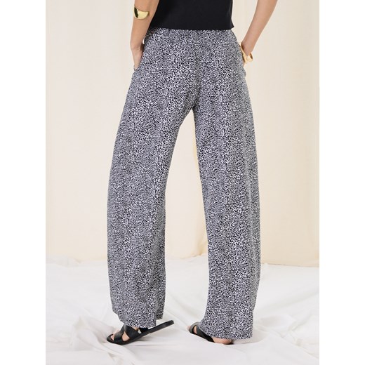 Sinsay - Wiskozowe spodnie wide leg w panterkę - wielobarwny Sinsay XXL Sinsay