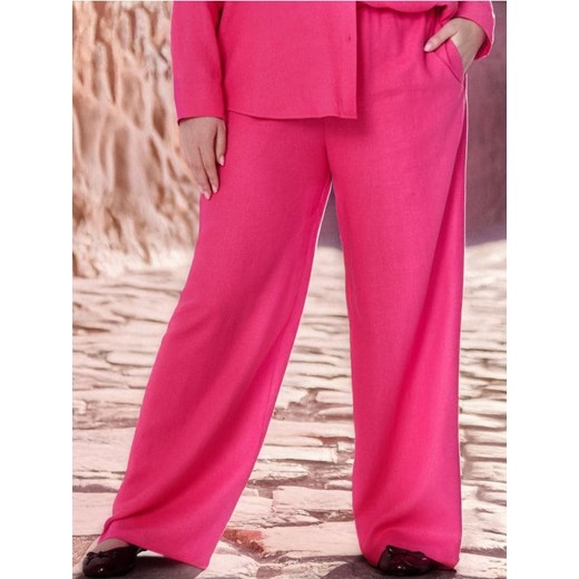 Sinsay - Spodnie wide leg z domieszką lnu - różowy ze sklepu Sinsay w kategorii Spodnie damskie - zdjęcie 179180863