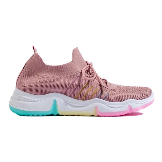 Buty sportowe na kolorowej platformie różowe ze sklepu ButyModne.pl w kategorii Buty sportowe damskie - zdjęcie 179184290