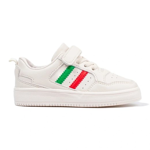 Sneakersy dziecięce białe z paskami ze sklepu ButyModne.pl w kategorii Trampki dziecięce - zdjęcie 179184304