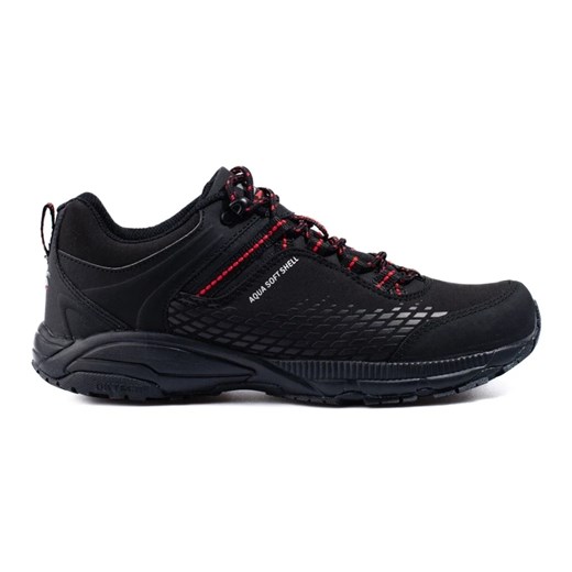 Buty trekkingowe męskie na grubej podeszwie DK czarno czerowne czarne ze sklepu ButyModne.pl w kategorii Buty trekkingowe męskie - zdjęcie 179184342