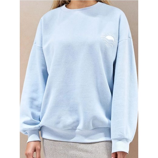 Sinsay - Bluza z nadrukiem na plecach - niebieski ze sklepu Sinsay w kategorii Bluzy damskie - zdjęcie 179185810