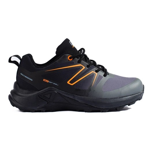 Buty trekkingowe damskie DK Softshell czarno szare czarne ze sklepu ButyModne.pl w kategorii Buty trekkingowe damskie - zdjęcie 179187092