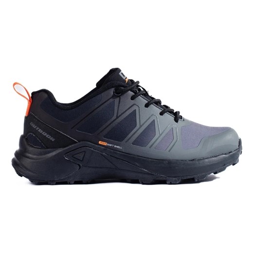 Szare buty trekkingowe damskie DK Softshell czarne ze sklepu ButyModne.pl w kategorii Buty trekkingowe damskie - zdjęcie 179187093