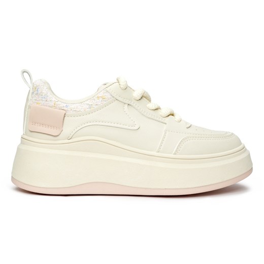 Damskie kremowe sneakersy na grubej podeszwie beżowy ze sklepu ButyModne.pl w kategorii Buty sportowe damskie - zdjęcie 179187462