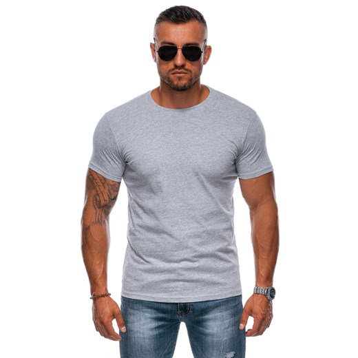 T-shirt męski basic EM-TSBS-0100 - szary/melanżowy ze sklepu Edoti w kategorii T-shirty męskie - zdjęcie 179189993