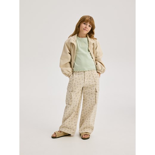 Reserved - Bawełniana kurtka z haftem - beżowy Reserved 116 (5-6 lat) Reserved