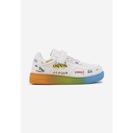 Białe Buty Sportowe Sneakersy z Zapięciem na Rzep i Aplikacjami Setadwen ze sklepu born2be.pl w kategorii Buty sportowe dziecięce - zdjęcie 179191200