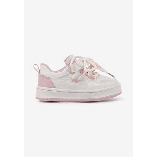 Różowe Buty Sportowe Sneakersy z Ozdobnym Sznurowaniem i Rzepem Davielisse ze sklepu renee.pl w kategorii Buty sportowe dziecięce - zdjęcie 179191242