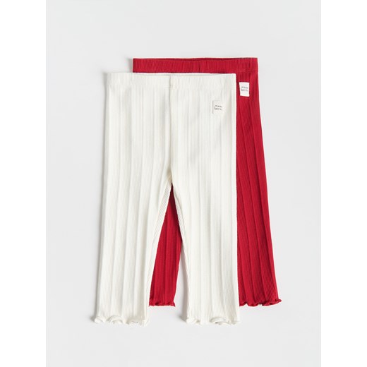 Reserved - Prążkowane legginsy z bawełny 2 pack - czerwony ze sklepu Reserved w kategorii Spodnie i półśpiochy - zdjęcie 179195354