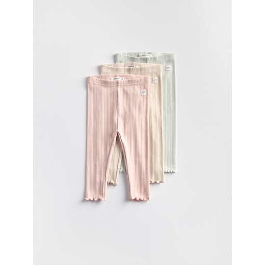 Reserved - Prążkowane legginsy 3 pack - brudny róż ze sklepu Reserved w kategorii Spodnie i półśpiochy - zdjęcie 179195363