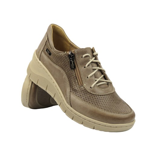 Skórzane półbuty, sneakersy damskie  - Helios 427, beżowe ze sklepu ulubioneobuwie w kategorii Półbuty damskie - zdjęcie 179195524