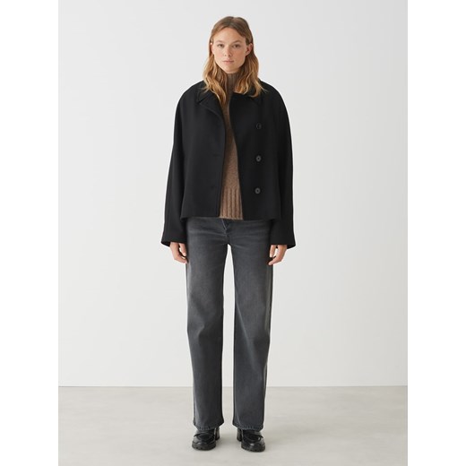 Kurtka damska czarna Opus jesienna krótka bez kaptura poliestrowa 