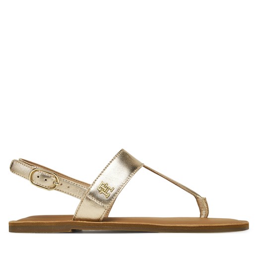 Sandały Tommy Hilfiger Metallic Leather Thong Sandal FW0FW08798 Złoty ze sklepu eobuwie.pl w kategorii Sandały damskie - zdjęcie 179203091