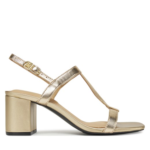 Sandały Tommy Hilfiger Leather Block Heel Sandal Metal FW0FW08590 Złoty ze sklepu eobuwie.pl w kategorii Sandały damskie - zdjęcie 179203282