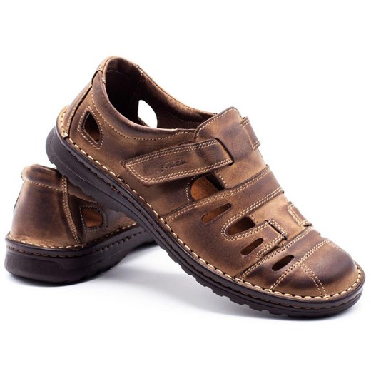 Buty męskie skórzane ażurowe 501 brązowe ze sklepu butyolivier w kategorii Półbuty męskie - zdjęcie 179203701