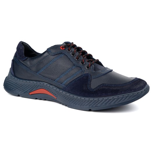Buty męskie skórzane sznurowane SPORT STYLE 315GT floter granatowe ze sklepu butyolivier w kategorii Półbuty męskie - zdjęcie 179203711
