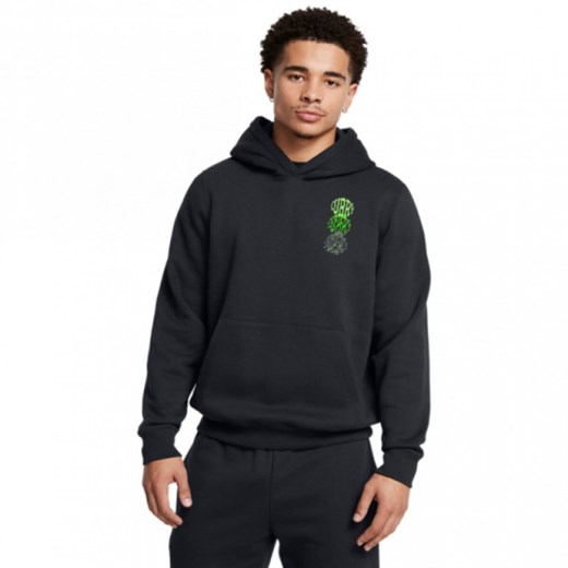 Męska bluza dresowa nierozpinana z kapturem Under Armour Curry Splash - czarna ze sklepu Sportstylestory.com w kategorii Bluzy męskie - zdjęcie 179203791