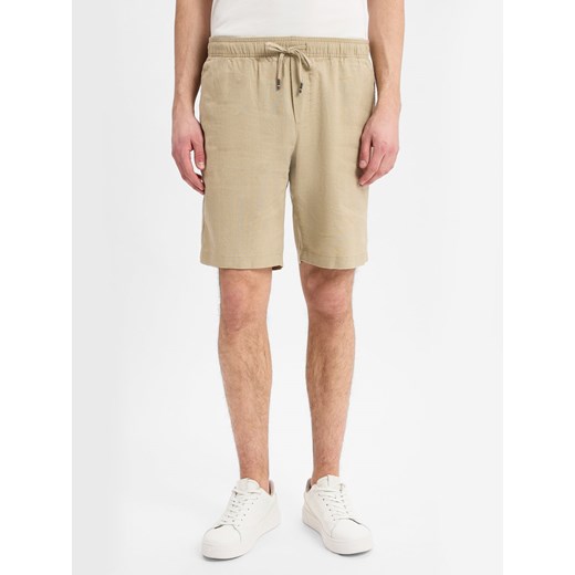 Tommy Hilfiger Męskie szorty z zawartością lnu - Harlem Mężczyźni beżowy jednolity ze sklepu vangraaf w kategorii Spodenki męskie - zdjęcie 179209852