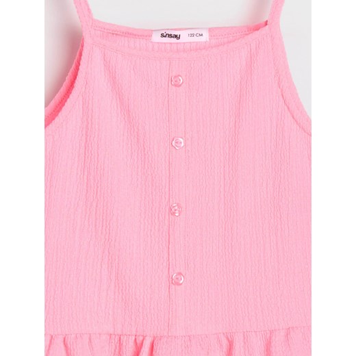 Sinsay - Bluzka na ramiączkach z baskinką - różowy Sinsay 128 Sinsay