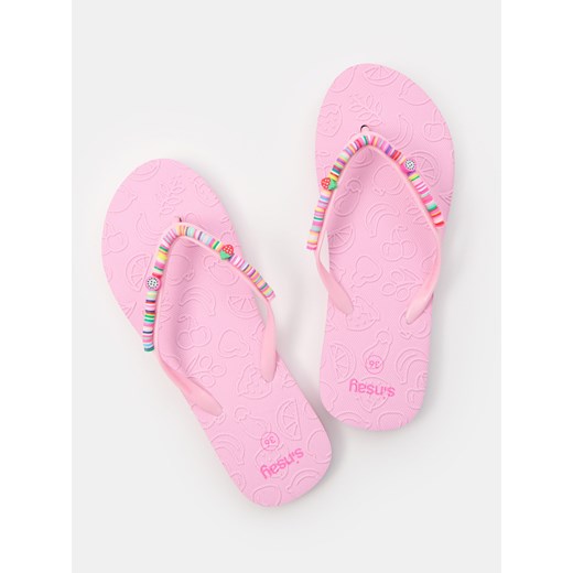 Sinsay - Japonki z elementami 3d - różowy Sinsay 34 Sinsay