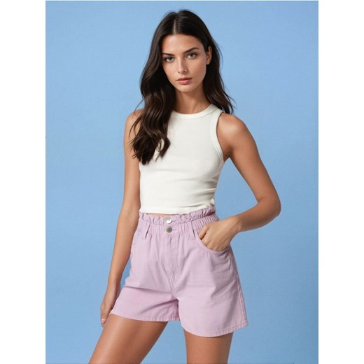 Sinsay - Szorty paperbag high waist - fioletowy ze sklepu Sinsay w kategorii Szorty - zdjęcie 179212910