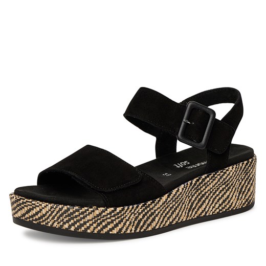 Sandały damskie Remonte letnie z klamrą na koturnie casual 