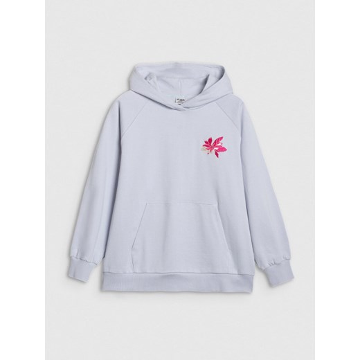 Damska bluza dresowa nierozpinana z kapturem 4F 4FWSS25TSWSF1578 - niebieska ze sklepu Sportstylestory.com w kategorii Bluzy damskie - zdjęcie 179216581