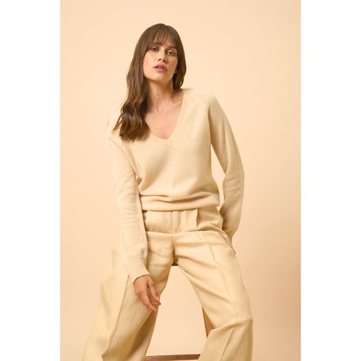 Just Cashmere Kaszmirowy sweter "Phoebe" w kolorze beżowym Just Cashmere S wyprzedaż Limango Polska