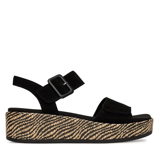 Sandały damskie czarne Remonte na koturnie 