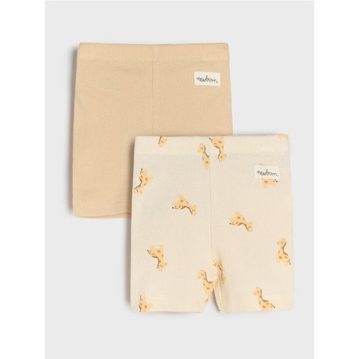 Sinsay - Krótkie legginsy z prążkowanej dzianiny 2 pack - kremowy ze sklepu Sinsay w kategorii Odzież dla niemowląt - zdjęcie 179223203